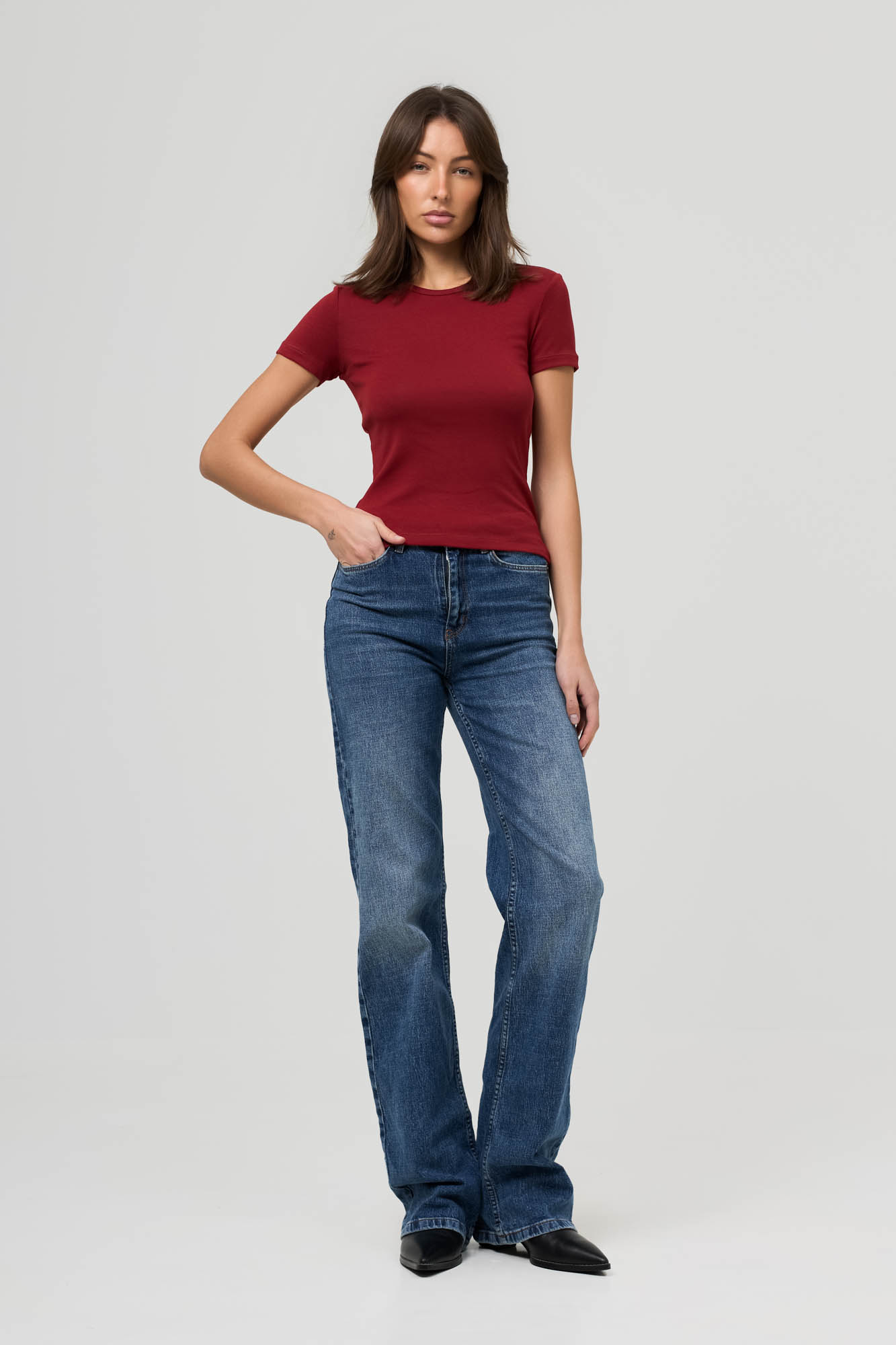 Футболка силуэта Slim (46 бордовый)