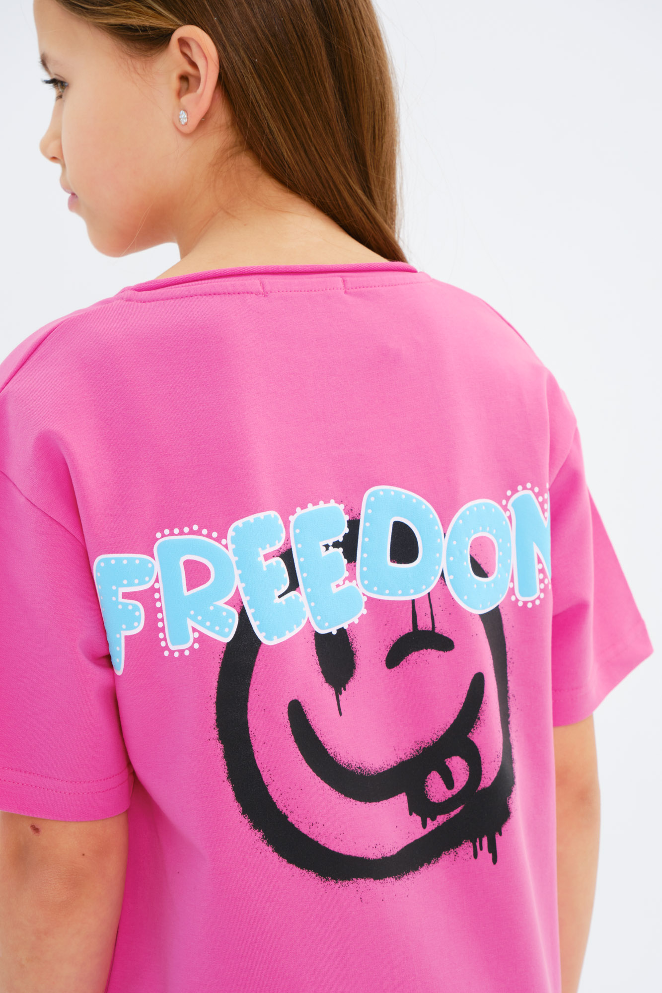 Удлиненная футболка из футера Freedom (146 малиновый)