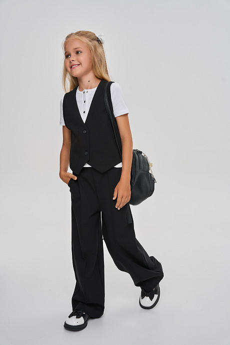 Брюки палаццо с декоративной стрелкой